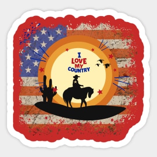 4th Of July Love my country Sticker